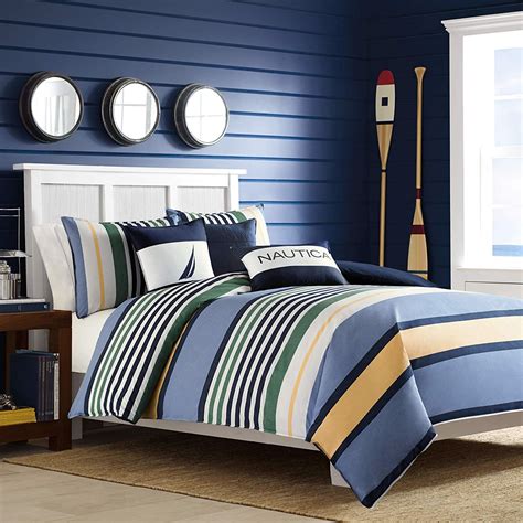 Nautica 209769 Dover Cotton Comforter Set Fullqueen Blue Amazonca