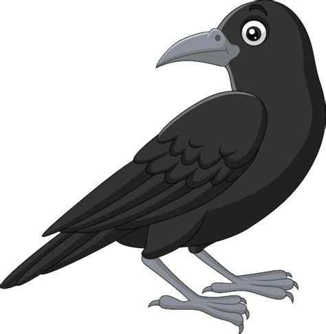 Cartoon Crow Isolated On White Premium Vector