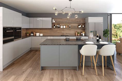 Jayline Gloss Dust Grey Handleless Kitchen Door Handleless Kitchen