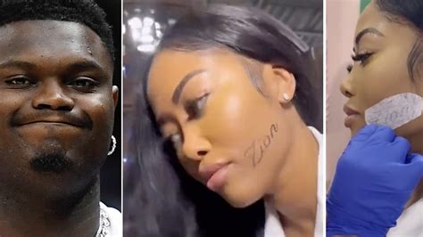 Adult Film Star Moriah Mills Appears To Get Tattoo Of Zion Williamsons Name On Her Face After