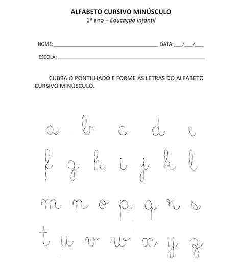 Alfabeto Cursivo Minúsculo E Maiúsculo Atividade Educação Infantil Alfabeto Cursivo