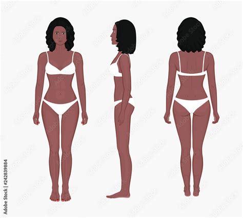 Vecteur Stock African American Woman Naked Body In Full Growth In