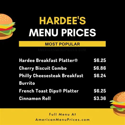 Hardees Menu And Prices In Usa 2023 American Menu Prices