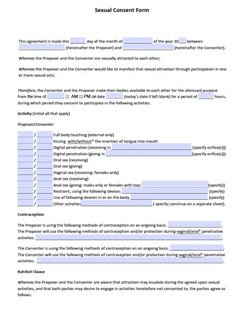 Sexual Consent Form Fillable Printable Pdf Forms Handypdf