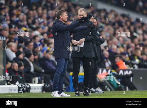 Jesse Marsch Manager Of Leeds United Reacts To 4th Official Graham Scott During The Premier
