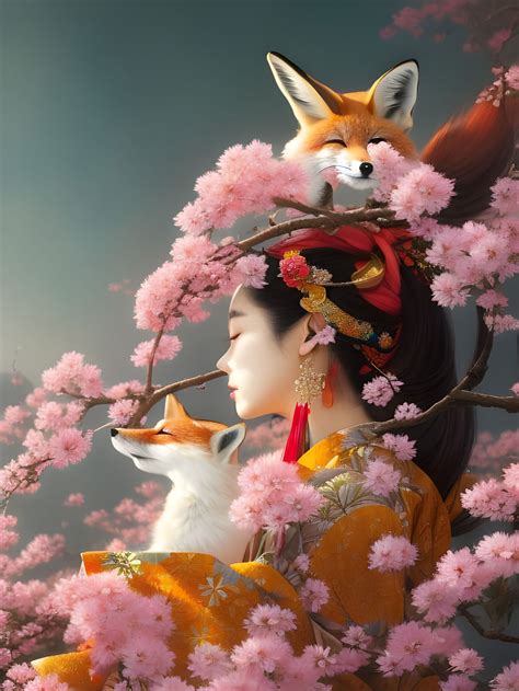 Japanese Fox Goddess Ai Generated Artwork Nightcafe Creator