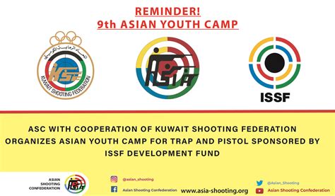 reminder 9th asian youth camp and coaching courses trap and air pistol asian shooting