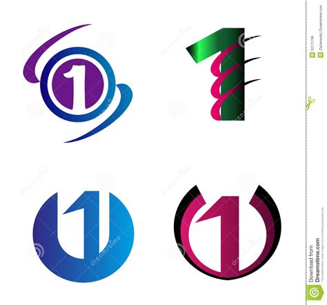Abstract Number 1 Logo Symbol Icon Stock Illustration - Illustration of