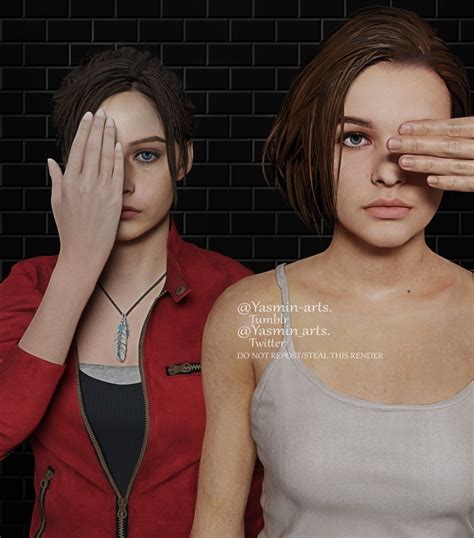 two women standing next to each other in front of a brick wall with their hands covering their eyes