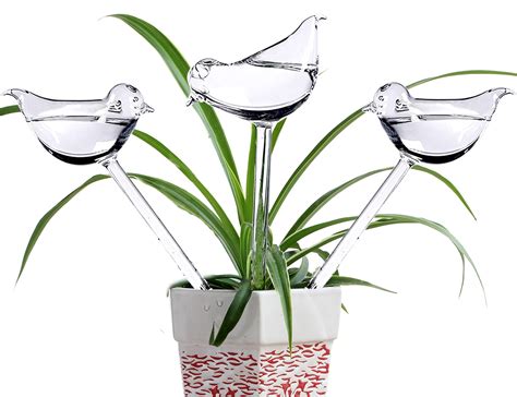 Adabocute Glass Watering Globe Self Watering Spikes Birds Plant