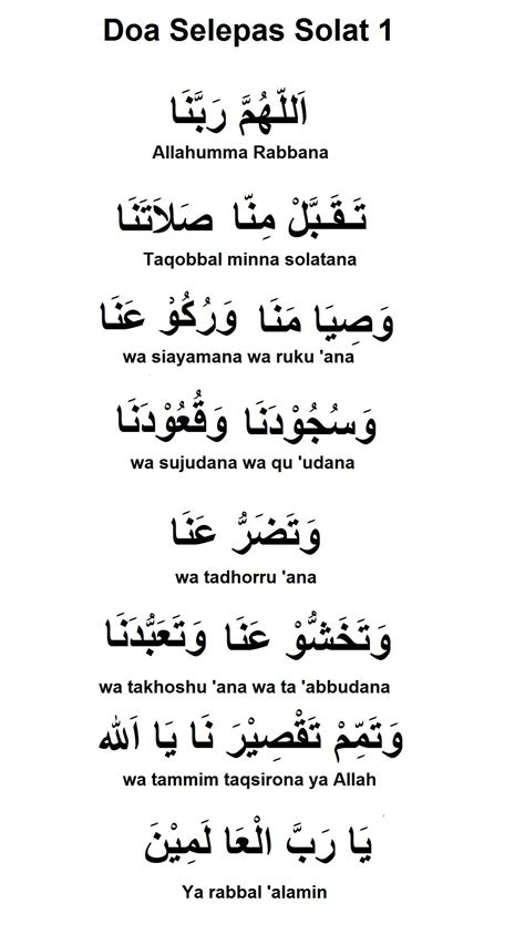 Doa Selepas Solat Fardhu Panduan Bacaan Jawi Amp Rumi