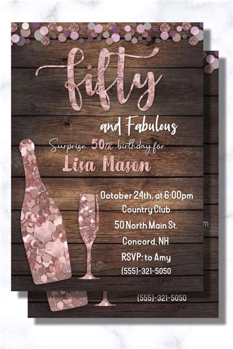 50th Birthday Invitation Digital 50th Birthday Invitation Fifty And