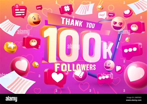 Thank You Followers Peoples 100k Online Social Group Happy Banner