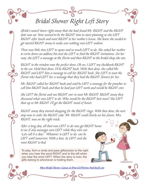 The adapted poem for a baby shower is: Right Left Bridal Shower Game