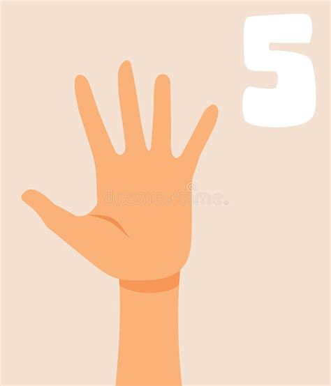 Hand Showing Five Fingers Vector Cartoon Illustration Stock Vector