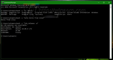 Run Linux Commands From Cmdexe Prompt In Windows 10