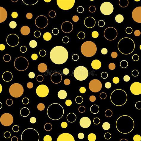 Seamless Pattern Golden Circle Geometry In Modern Style On A Black