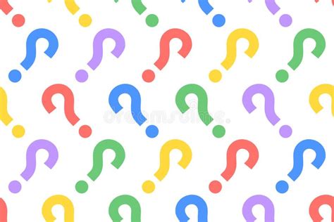 Seamless Pattern Of Rainbow Colored Question Marks Isolated On A White Background Stock
