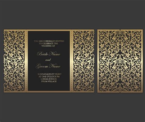 5x7 Gate Fold Wedding Invitation Laser Cut Card Template Svg Etsy