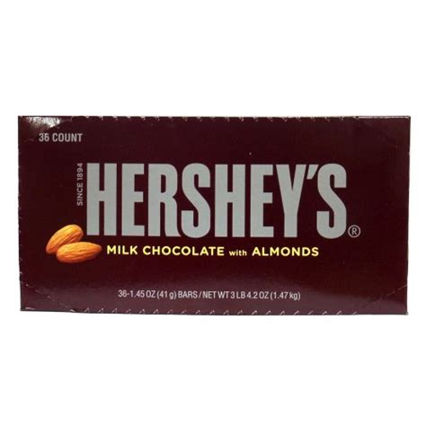 Hershey Milk Chocolate With Almonds 145 Ounce Bars Pack Of 36