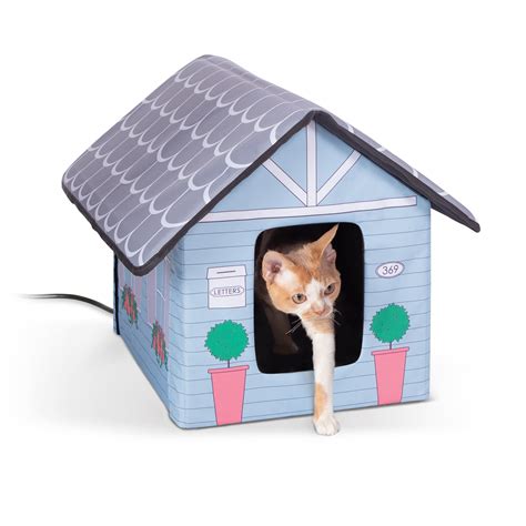 Kandh 20w Heated Outdoor Kitty House Cottage Design Cat Bed 18 L X 22