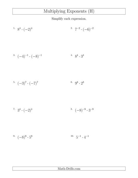 The Worksheet For Multiplying Exponents