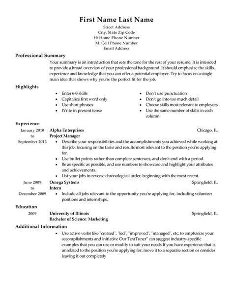 There are three popular formats: Free Professional Resume Templates | LiveCareer