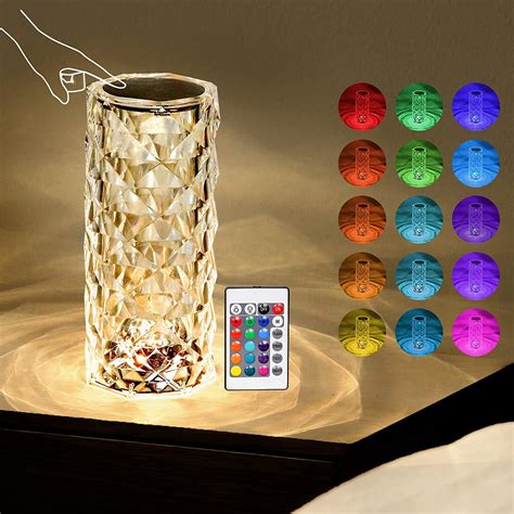 Crystal Lamp Rechargeable Touch Table Lamp With 16 Rgb Colors