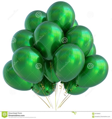 Green Party Balloons Happy Birthday Decoration Glossy Stock