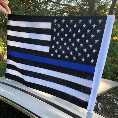 Buy Police Thin Blue Line Car Flag Law Enforcement Flags For Sale