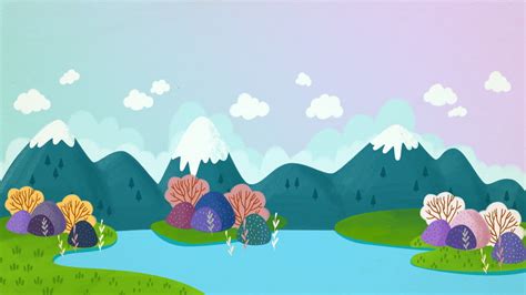 Cartoon Cute Mountain River Illustration Background Design Cartoon