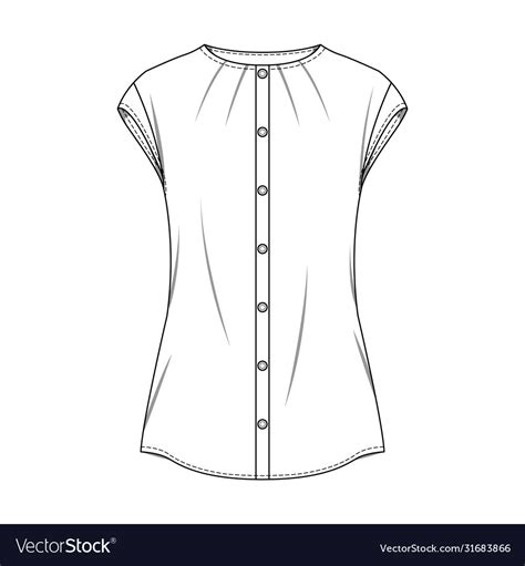 Blouse Fashion Flat Sketch Template2 Royalty Free Vector