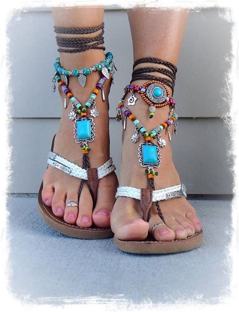 Turquoise Boho Barefoot Sandals Festival Sandal Native Cowgirl Etsy