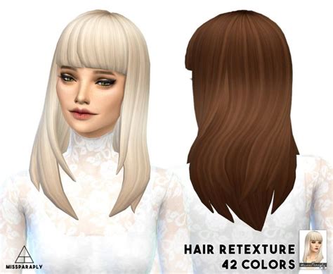 Ea Long Straight Bangs Hair Retexture Updated At Miss Paraply Sims