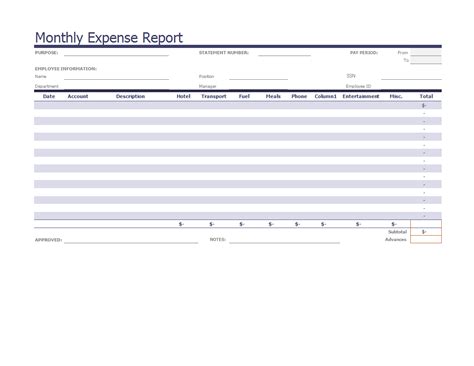 Monthly Expense Report Example Templates At