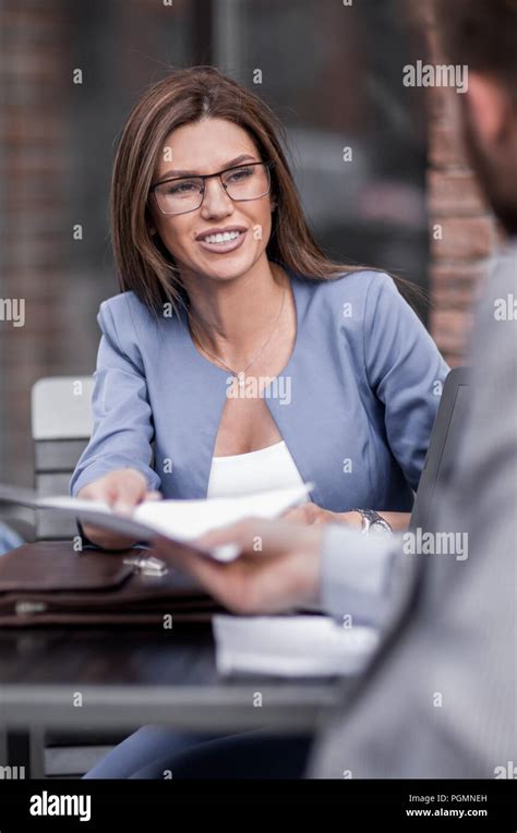 Modern Business Woman Talking To Employees Stock Photo Alamy