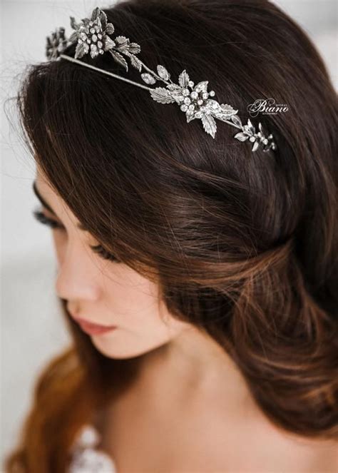 Wedding Tiara Bridal Crown Silver Bridal Headpiece Silver Etsy