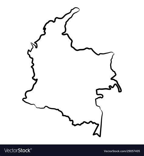 Colombia Map From Contour Black Brush Lines Vector Image