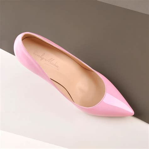 8cm Heel Patent Leather Pink Pointed Toe High Heel Pumps Onlymaker