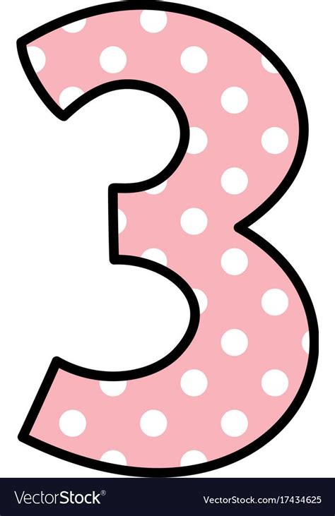 Number 3 With White Polka Dots On Pastel Pink Illustration Isolated On