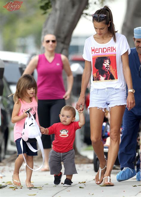 Alessandra Ambrosio And Her Daughter Anja Help Noah Walk As They Head