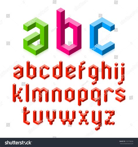 Isometric Graphics 3d Font Threedimensional Pixel Stock Vector Royalty