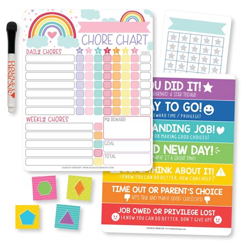 Buy 1 Rainbow Kids Chore Chart Magnetic 1 Colorful Behavior Chart For