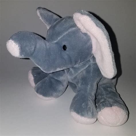Ty Toys Ty Pluffies Winks Elephant Plush Gray Pink Floppy Bean Bag