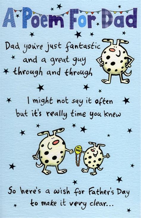 A Poem For Dad Happy Fathers Day Card Cards