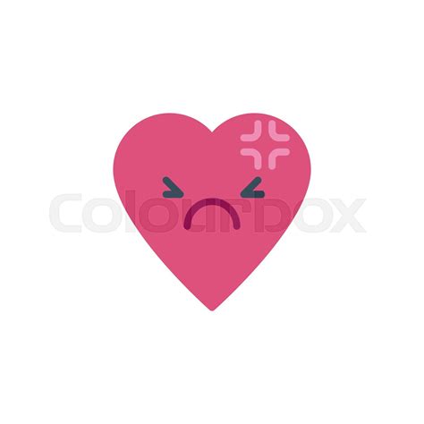 Depressed Heart Face Character Emoji Flat Icon Stock Vector Colourbox