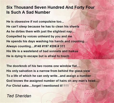 Six Thousand Seven Hundred And Forty Four Is Such A Sad Number By Ted Sheridan Six Thousand
