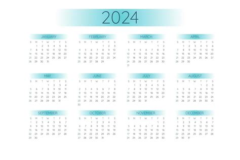2024 Pocket Calendar Template In Strict Minimalistic Style With Mint
