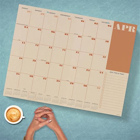Tf Publishing Monthly Desk Pad Calendar 17 X 22 Kraft January 2021