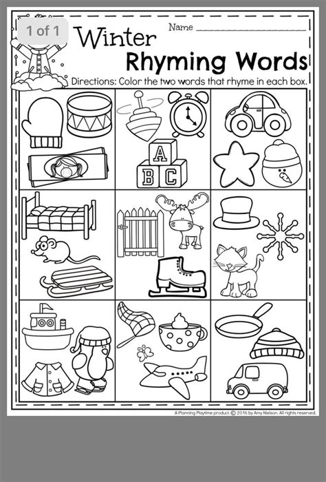 Pin by Nicole Halbur on K/1 | Kindergarten worksheets, Rhyming